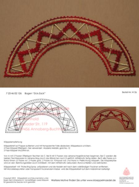126 Klöppelbrief Klöppeleinsatz „Zick-Zack“ für Lichterbogen